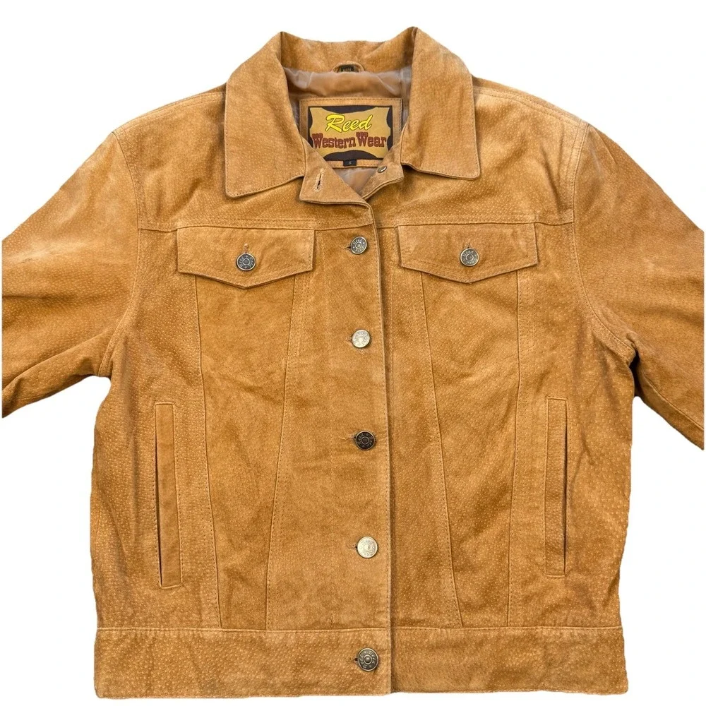 RARE VTG Reed Western Wear Women's‎ S Rockabilly Suede Leather Jacket Rodeo